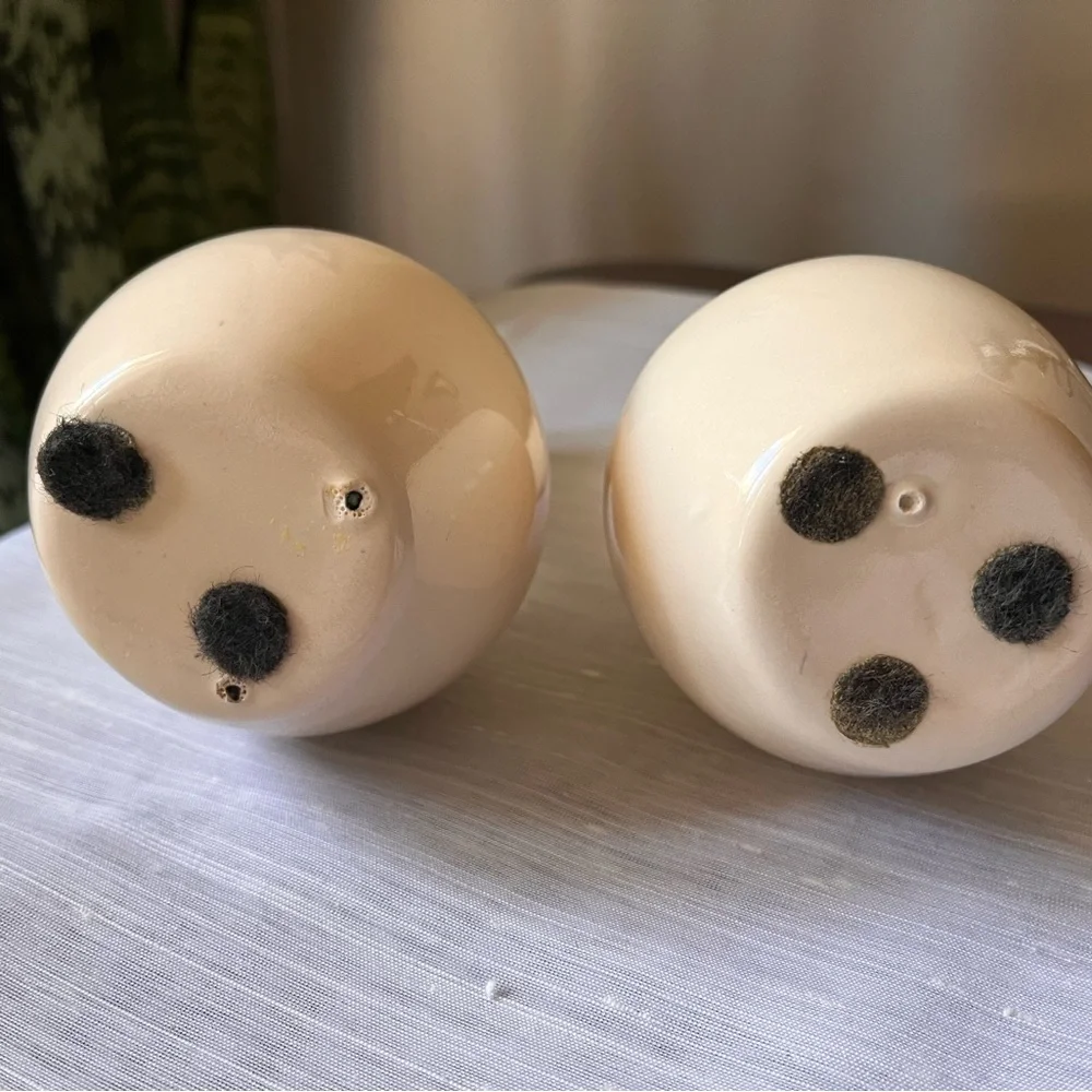 Vintage Beige Cream Ceramic Vases Set of 2 Matching Bud Vases Mod MCM Retro